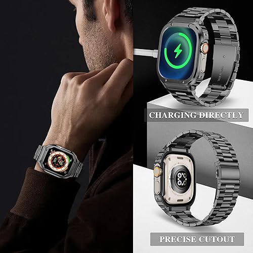 Miniatura 5 de HASLFM - Funda de metal y correas compatibles con Apple Watch Ultra 2Ultra, correa de acero inoxidable y cubierta protectora para iWatch, correa de