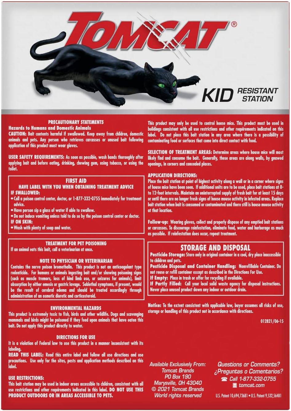 Tomcat Mouse Killer Child Resistant, Disposable Station, 4 Pre-Filled Ready-To-Use Bait Stations