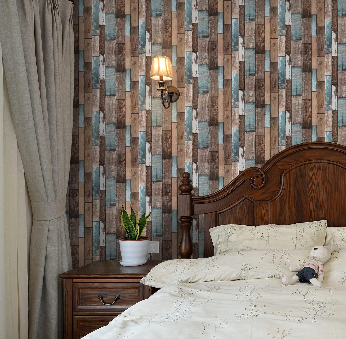 Heroad Brand 17.7"x393" Distressed Wood Look Wallpaper - Self Adhesive, Removable