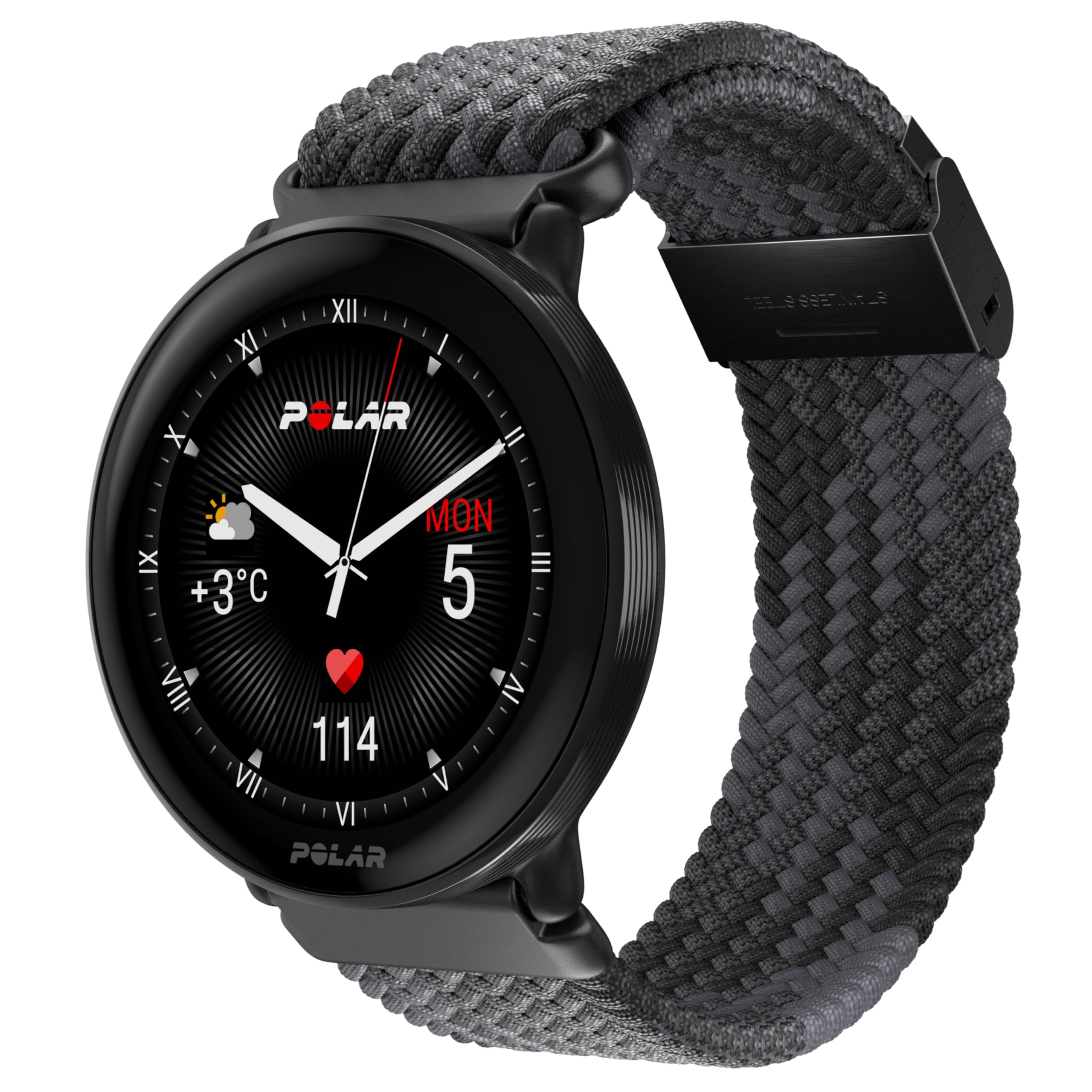 Polar Ignite 3 - Smartwatch con GPS per fitness con cinturino in filo intrecciato nero, analisi del sonno, display AMOLED, activity tracker 24/7, FC, allenamenti personalizzati e guida vocale