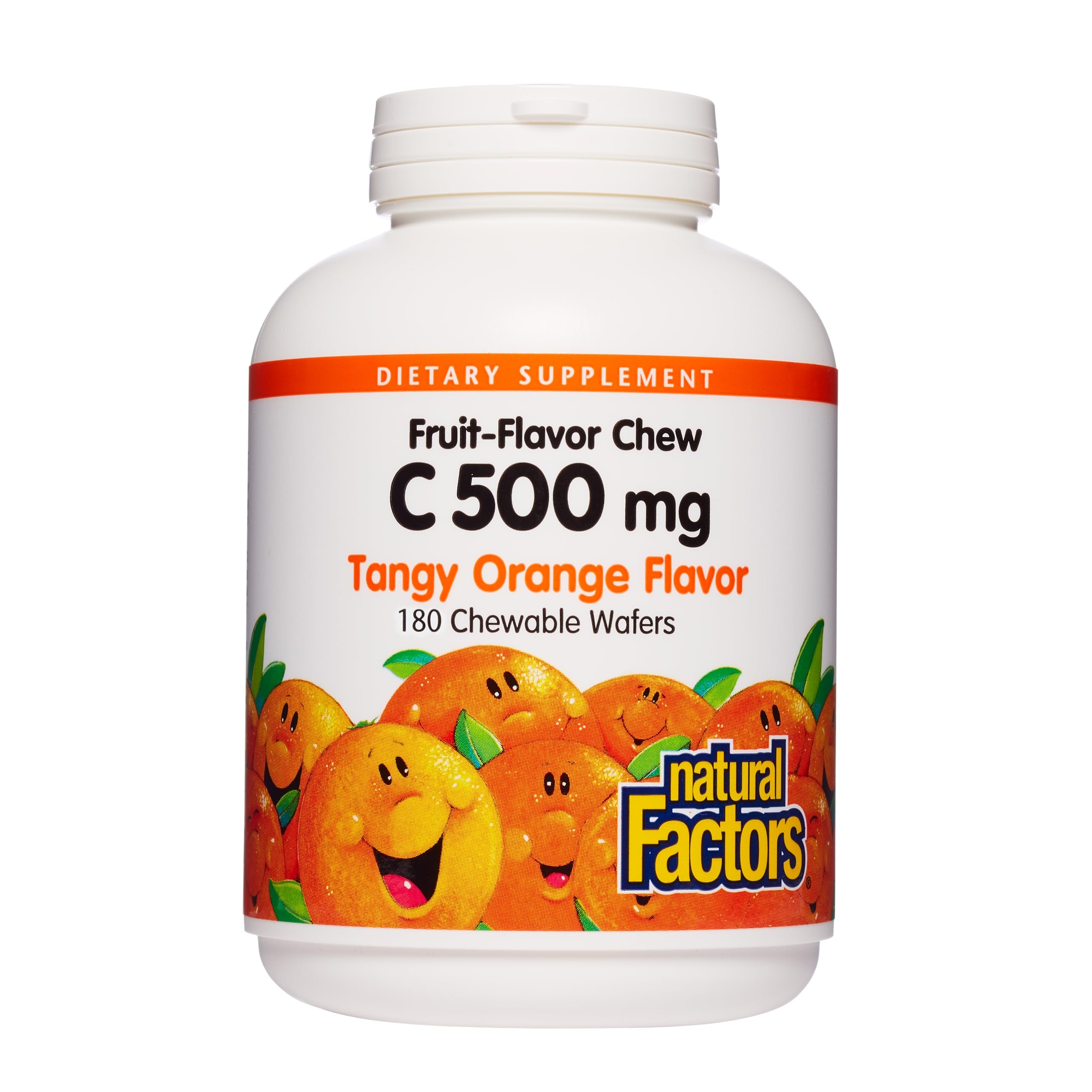 Natural Factors Vitamin C 500 mg, 180 Chewable Wafers (180 Servings) Tangy Orange 180 Count (Pack of 1)