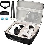 Comecase Cas de transport dur pour la quête 3/ Quest 3S/ pour Quest 2 Tout-en-un VR Casques de jeu et contrôleurs tactiles, sac de rangement de voyage avec couverture de visage en silicone & Protecteur de lentilles & Accessoires