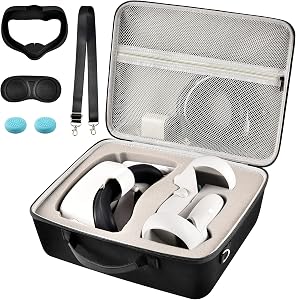 Comecase Hard Carrying Case for Quest 3/ Quest 3S/ for Quest 2 All-in-One VR Gaming Headset and Touch Controllers, Travel Storage Bag with Silicone Face Cover & Lens Protector & Accessories