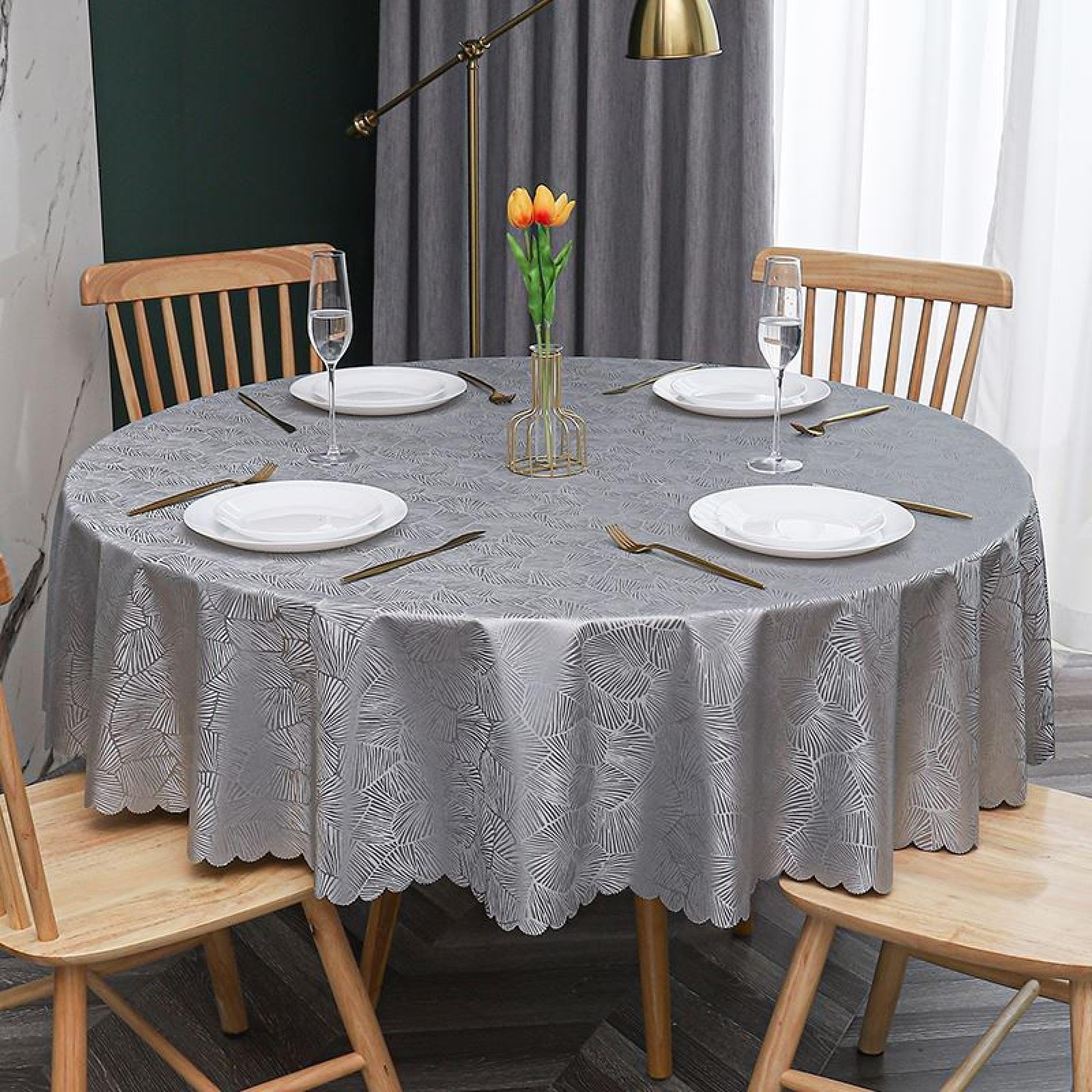 Tischdecke Tischtuch Pflegeleichte Tischwäsche Anti Hot Scratch Tischläufer Eckig Viele Größe Farbe Wählbar B Grau Kreisdurchmesser 140cm