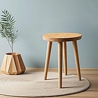 Pinyunxuan Natural Wood Round Stool - Multi-Purpose Dining Chair, Dressing Stool, Side Table, Plant Stand for Bedroom, Living Room, Kitchen (30x30x43cm)