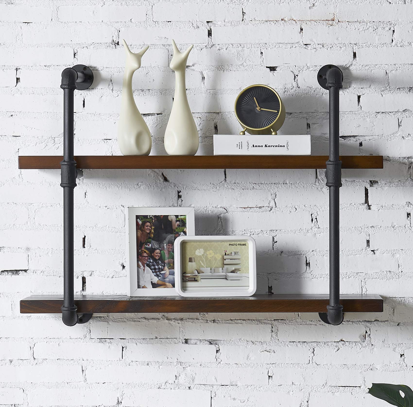 Buy HOMISSUE 2Shelf Industrial Pipe Wood Shelving Unit, 31.5Inch