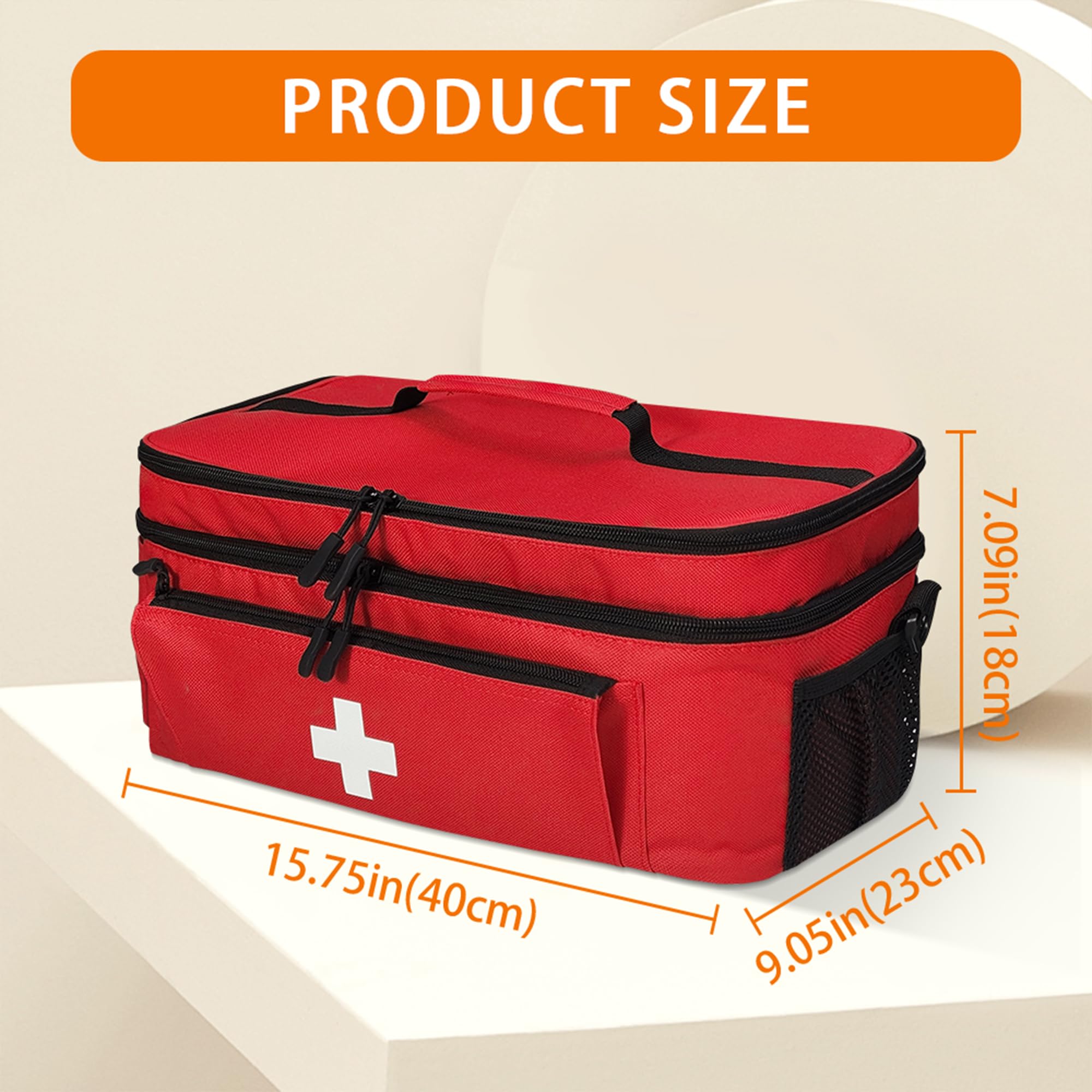 Erste Hilfe Tasche Leer, Medikamententasche Groß, Rot