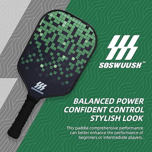 Miniatura 3 de Juego de 2 palas de pickleball de fibra de carbono, cara híbrida de fibra de carbono y fibra de vidrio con núcleo de panal de polipropileno, agarre