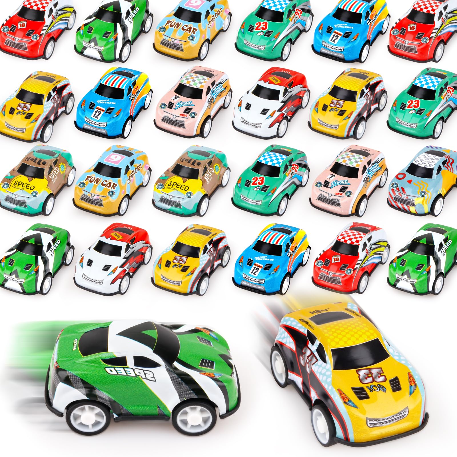 Adecortalk 36PCS Mini Pull Back Cars for Kids Toddlers 3-5 4-8 Years Old, Racing Cars Party Favors Bulk Vehicles Set, Classroom Prizes Box Pinata