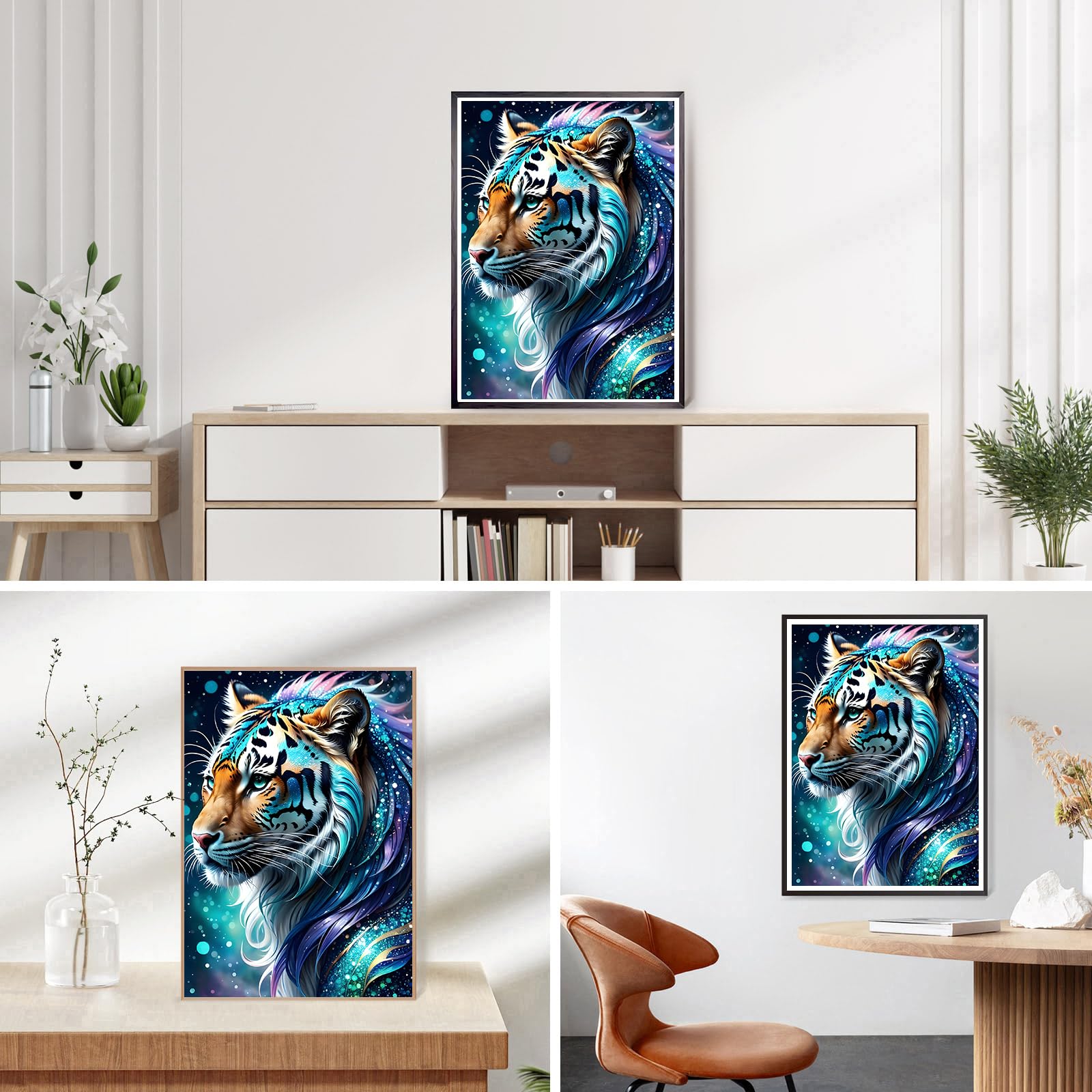 DPHERO DIY Diamant Painting Fantasietiger - 5D Diamond Art Set 30x40 Cm