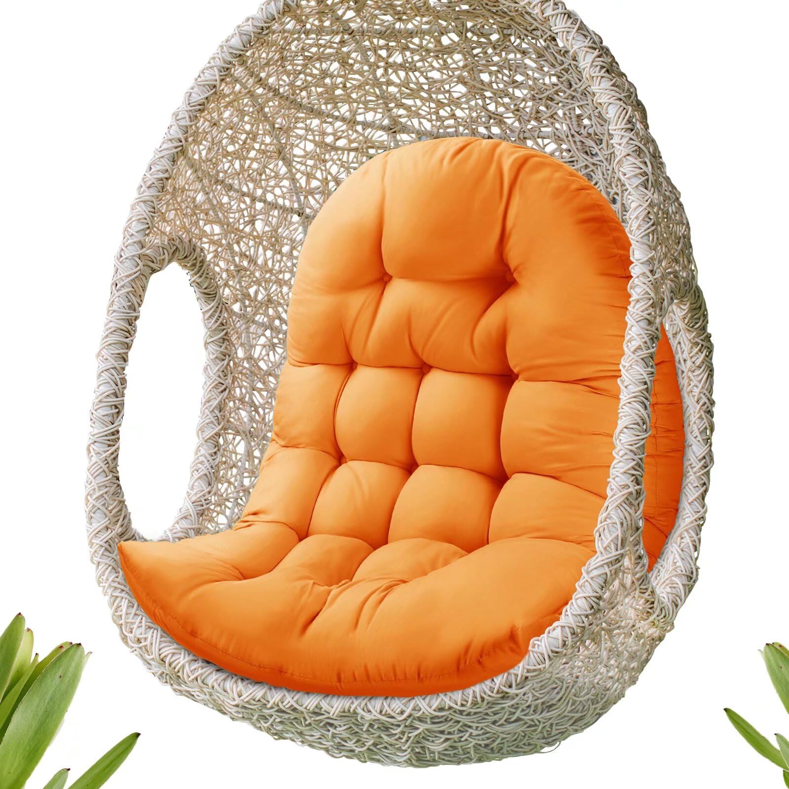 MQK Thick Egg Chair Cushion Replacement, Button Tufted Outdoor Swing Chair Cushion with High Elasticity PP Cotton and Skin-Friendly Fabric, Hanging Cushion for Patio Porch Furniture (Only Cushion)-image-38