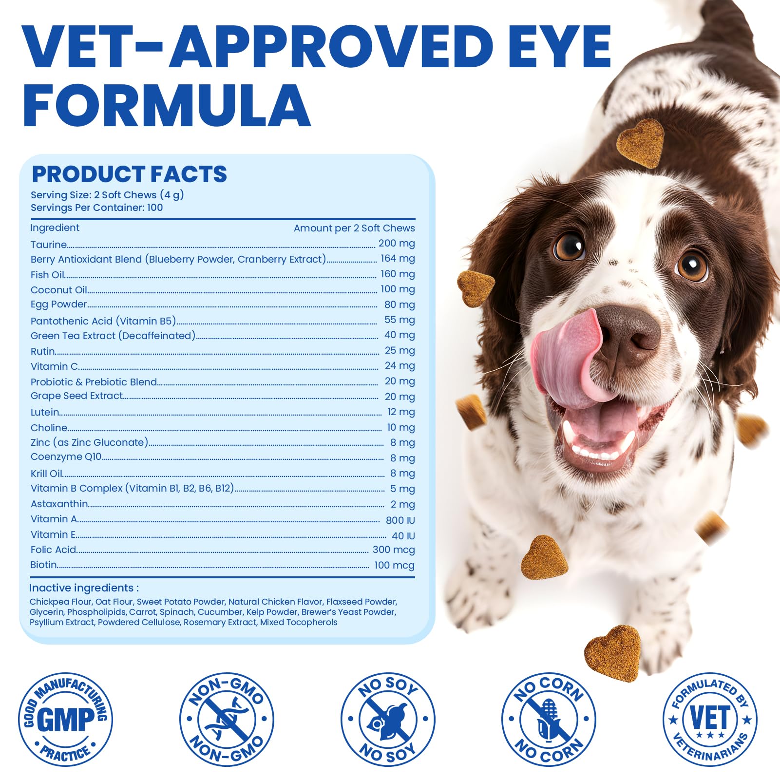 Tear Stain Chews for Dogs 200 Ct Eye Support Soft Chews Dog Eye Care Vision Immune Support Antioxidant Protection with Vitamins Cranberry Extract Fish Oil Lutein for Eye Health - Chicken — Amazon image 7