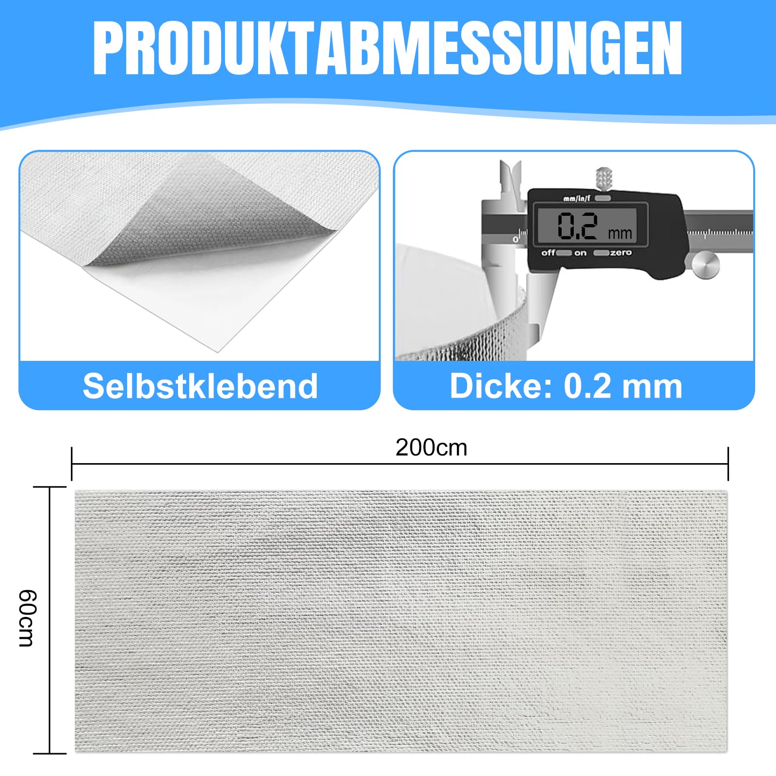 Aluminiowa mata chroniąca przed wysoką temperaturą, izolacja z włókna szklanego, materiał odblaskowy (60 x 200 cm)