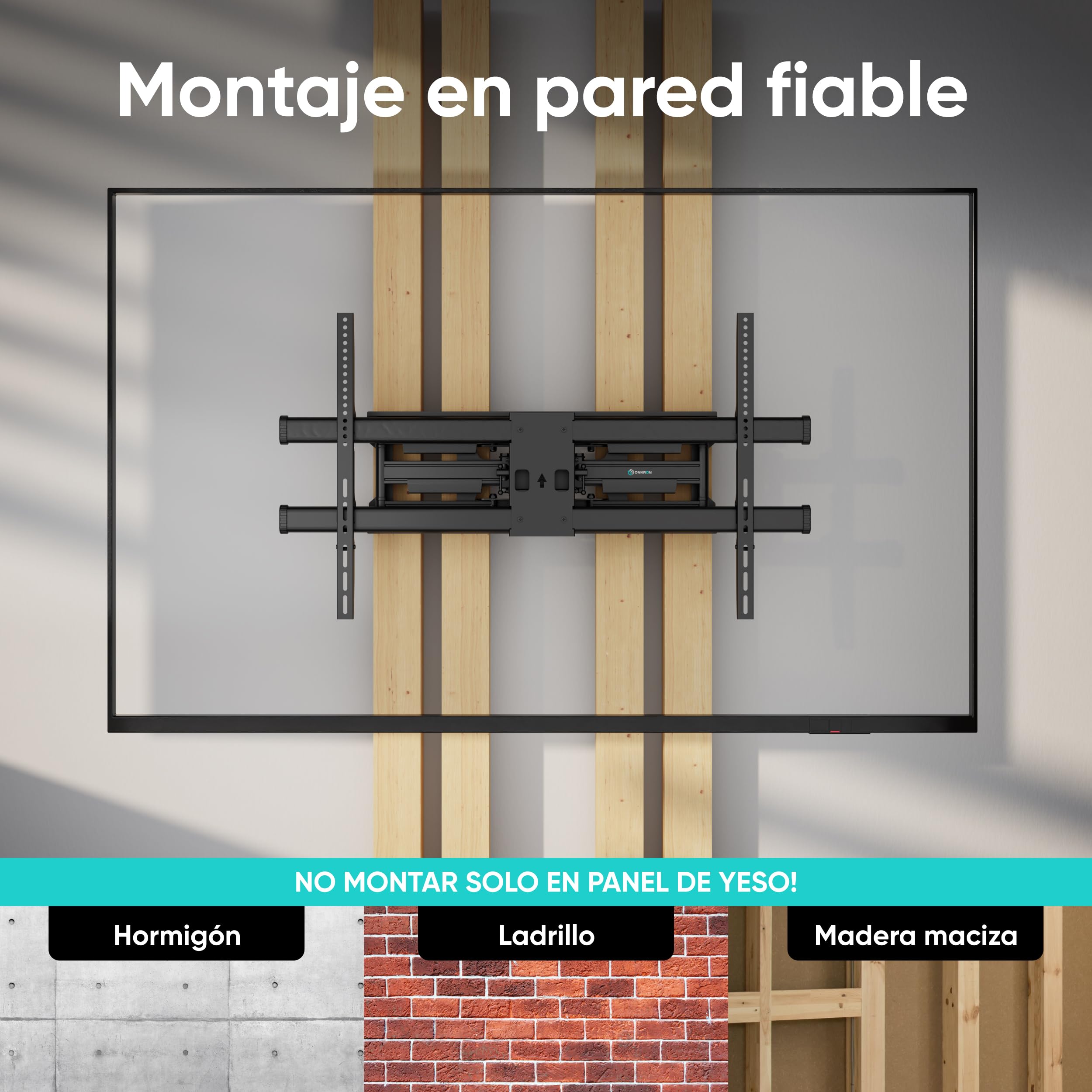 ONKRON Soporte TV Pared 42-120 Pulgadas, hasta 100 kg, VESA 200x100-1000x600 mm, Soporte Television Articulado, Brazo TV Giratorio e Inclinable, Colgador Television Pared Universal, Negro M10-B