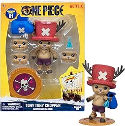 Figura de acción de Tony Tony Chopper de One Piece de 10 cm con 6 Accesorios; Incluye Expresiones faciales Intercambiables, Bolso de medicinas, Vial médico y Base de exposición con Forma de Berry