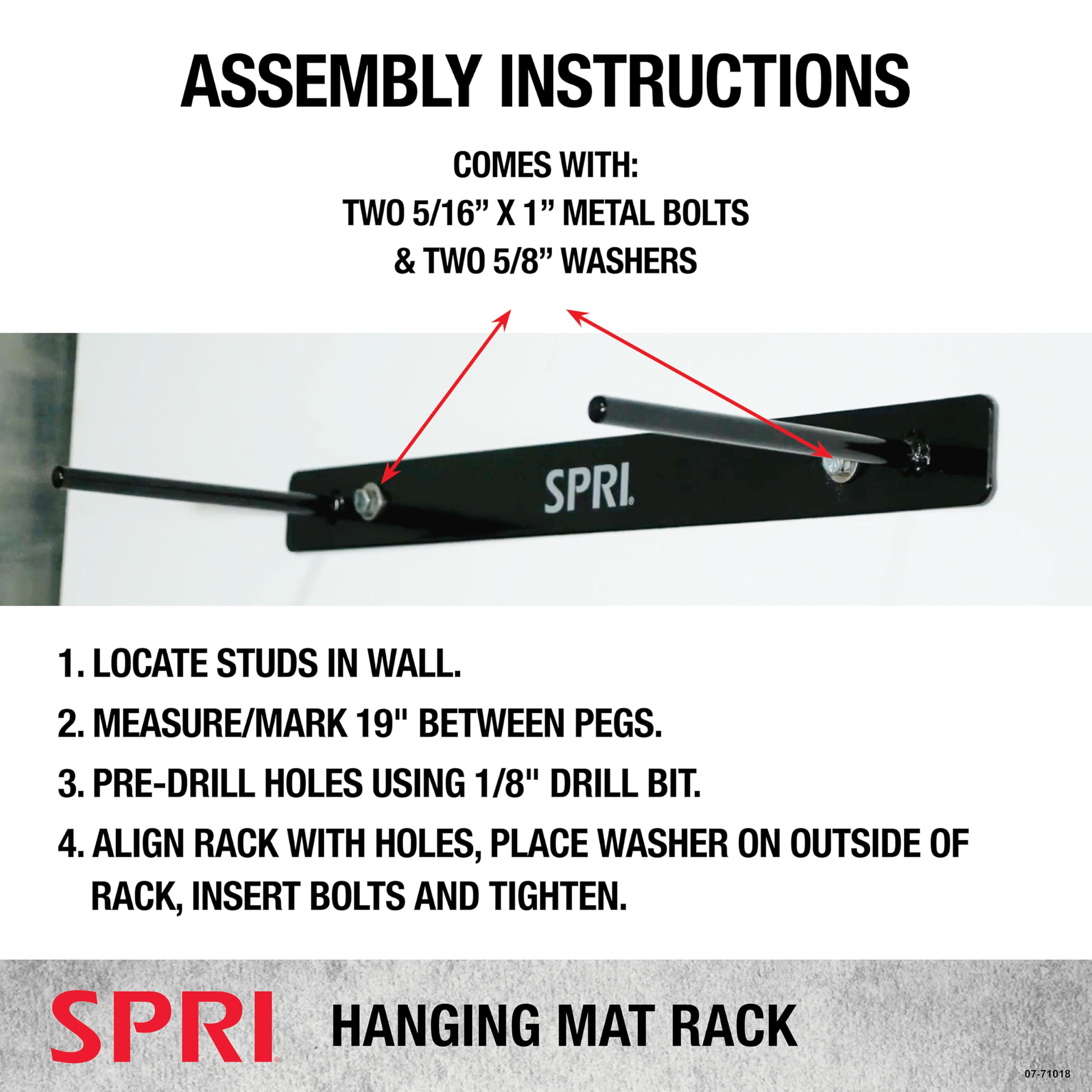 SPRI Hanging Exercise Mat, Fitness & Yoga Mat for Group Fitness Classes, Commercial Grade Quality with Reinforced Holes