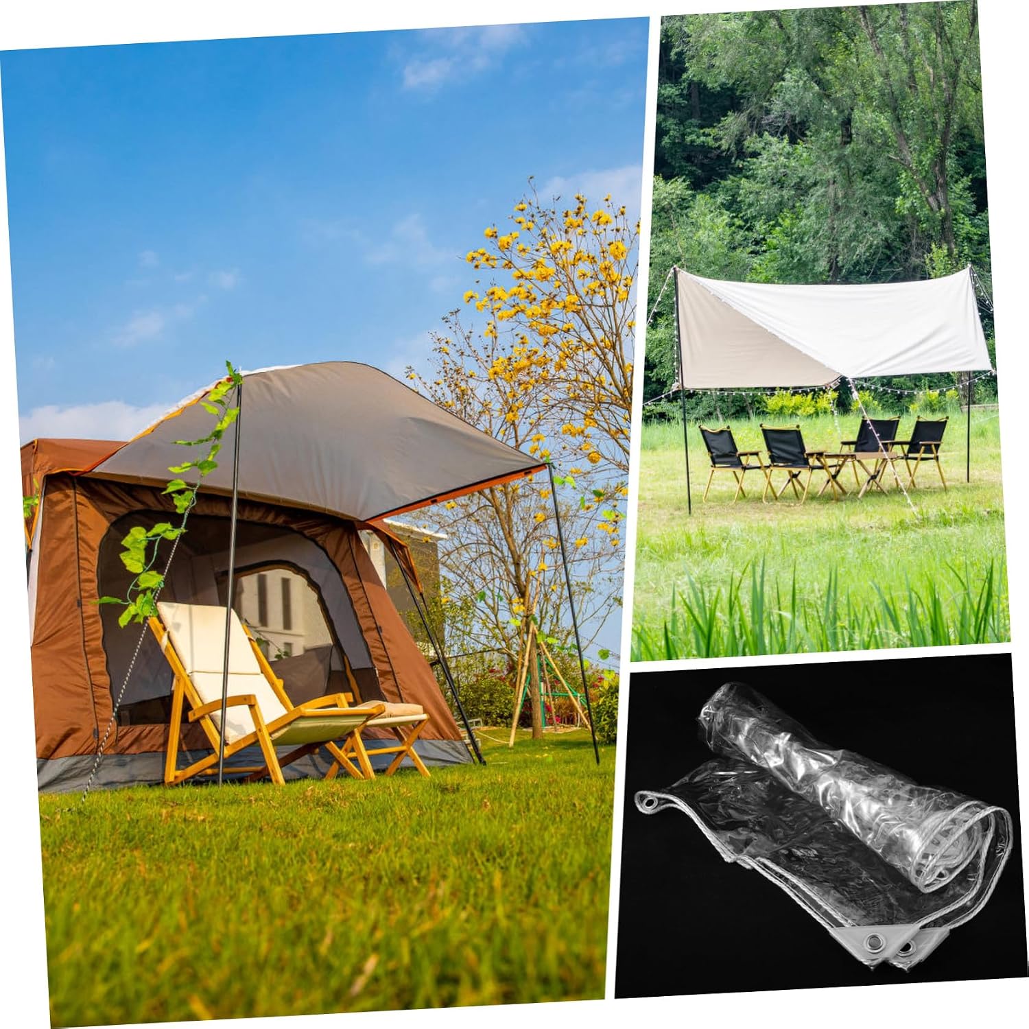 PVC Camping Tarp for Tent and Plants, Heavy Duty Outdoor Protective Cover, All-Season Use, Not Easy to Deform, for Small Pools and Terraces Random Color