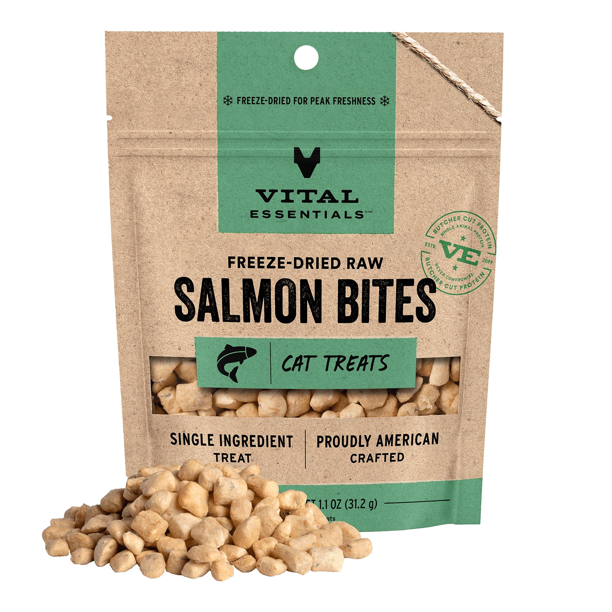 Vital EssentialsSalmon Bites Cat Treats, 1.1 oz | Freeze-Dried Raw | Single Protein | Grain Free, Gluten Free, Filler Free