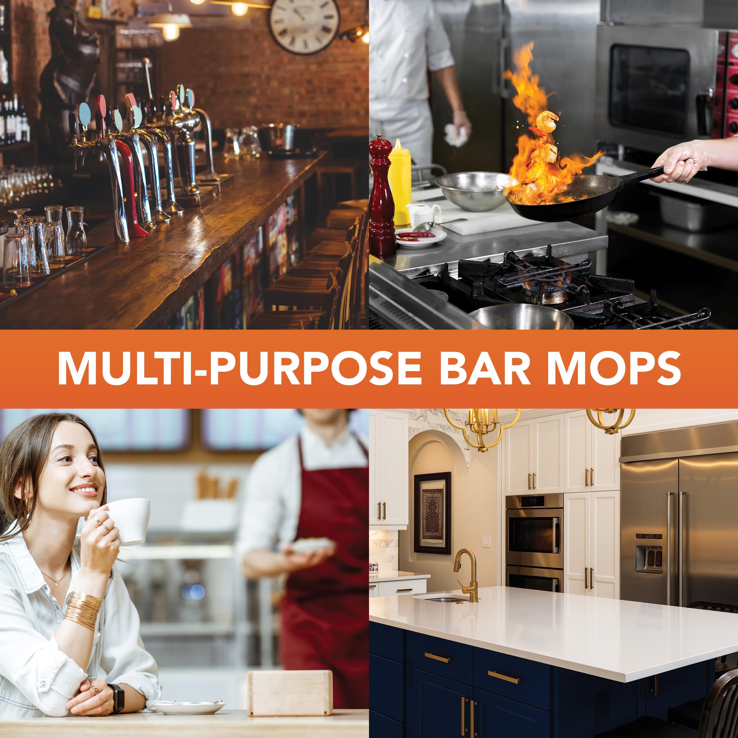Arkwright Qwick Wick - Toallas para trapeador de bar (paquete de 12) paños de cocina 100% algodón de secado rápido, trapos de limpieza multiusos súper absorbentes para restaurantes, cocina, baño