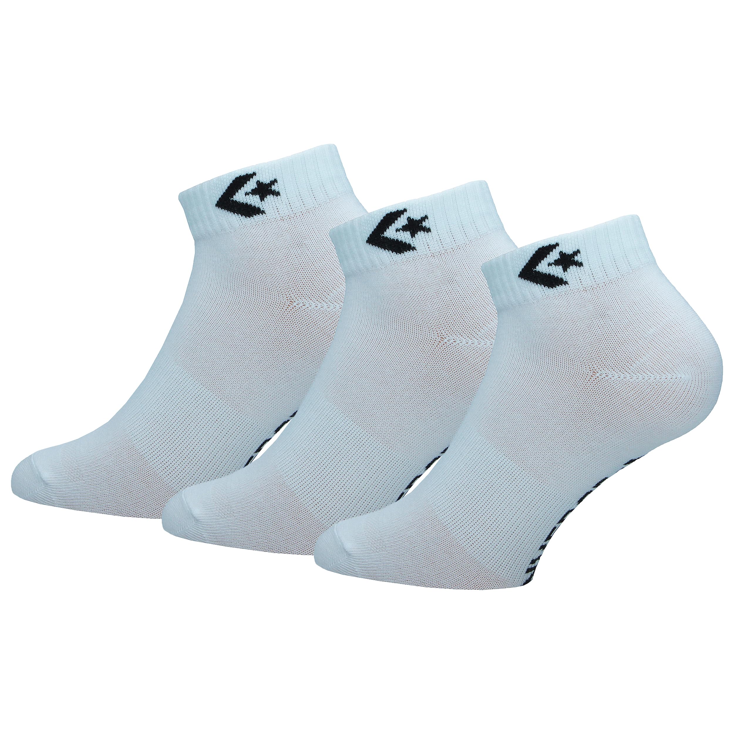 Converse 3 Pares Calcetines Quarter - Soporte Arco Plantar - Poliéster - Unisex (Blanco, 39-42)