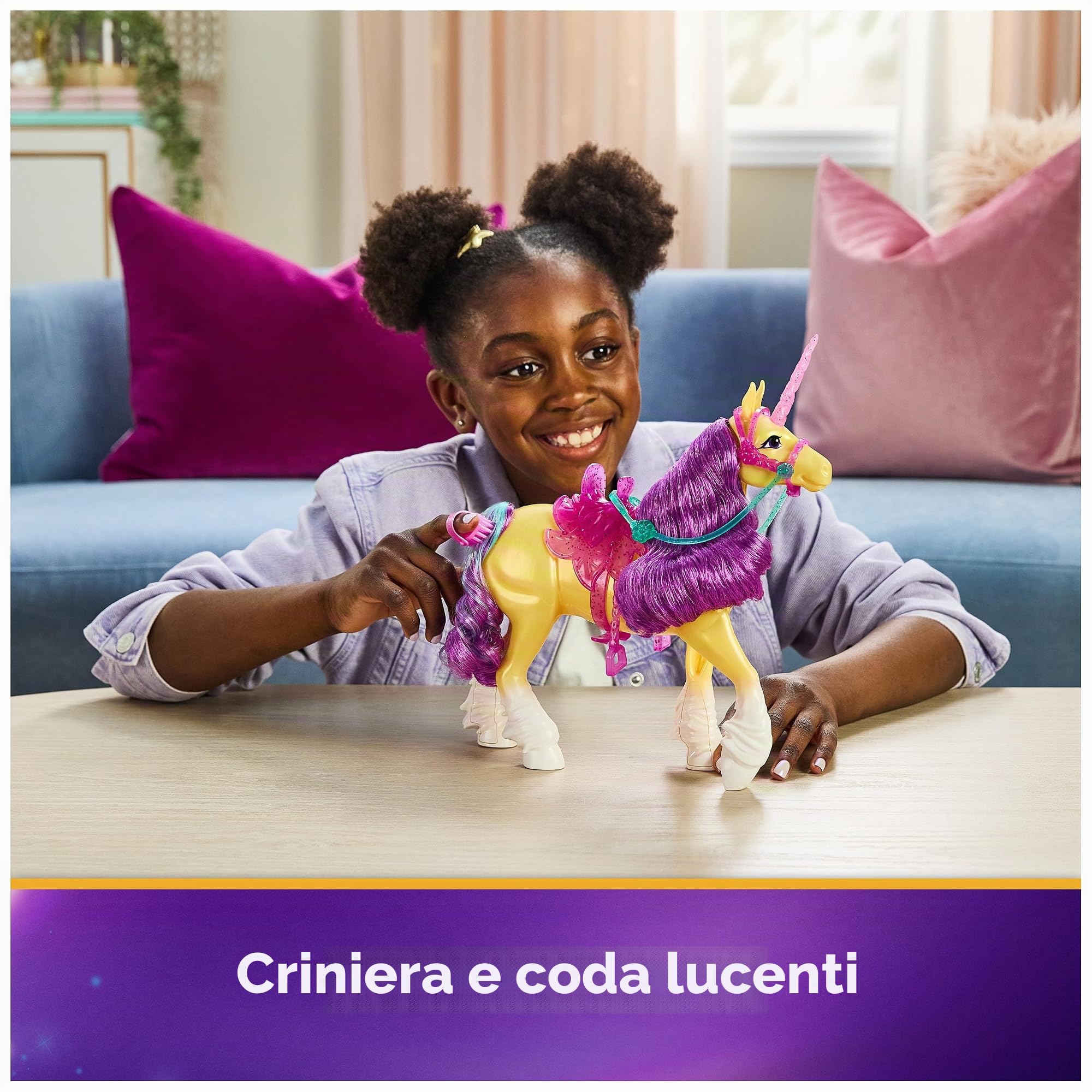 Unicorn Academy Unicorn Leaf, 28 cm, unicorno originale Ava alla serie Netflix, con vera criniera e coda, briglia e sella rimovibili, spazzola per bambini dai 4 anni in su