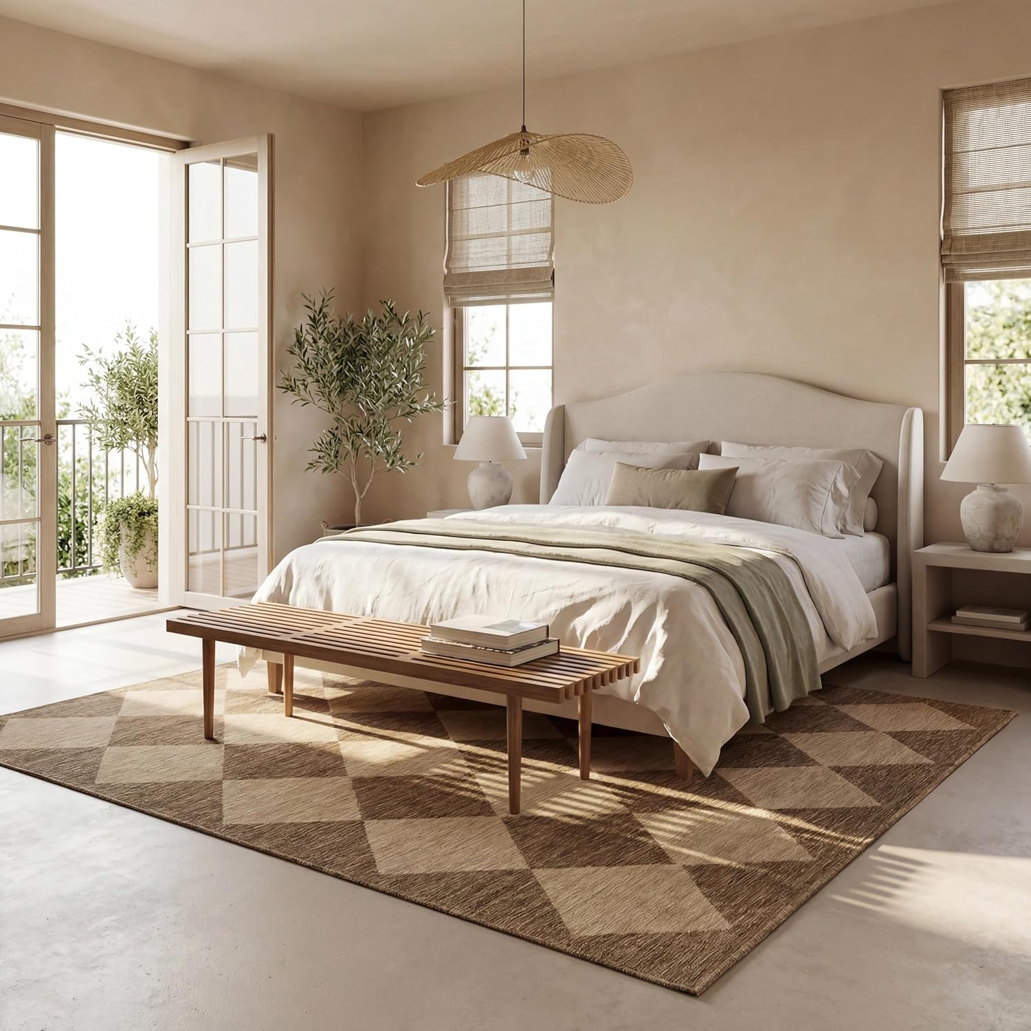 nuLOOM Outdoor Performance Collection Sabina Brown/Ivory, 4' x 6', Soft and Cozy, High Traffic, Stain Resistant, Easy Clean, Durable Area Rug for Indoor/Outdoor Patio, Deck, Porch, Garden, Courtyard