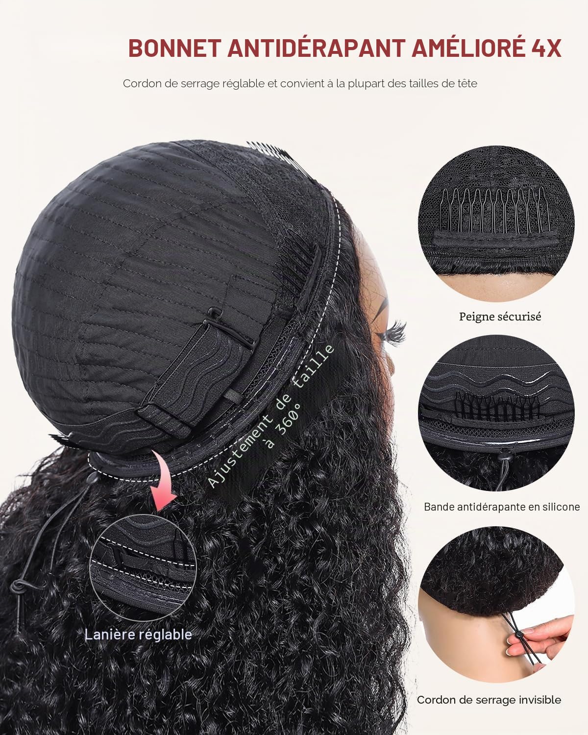 Half Wig Human Hair 200 Densité Kinky Curly 3 In 1 Seamless Flip Over Perruque Femme Naturelle 18 Inch Brésilien Glueless Wigs Human Hair with Drawstring Beginner Friendly Headband Wig for Women