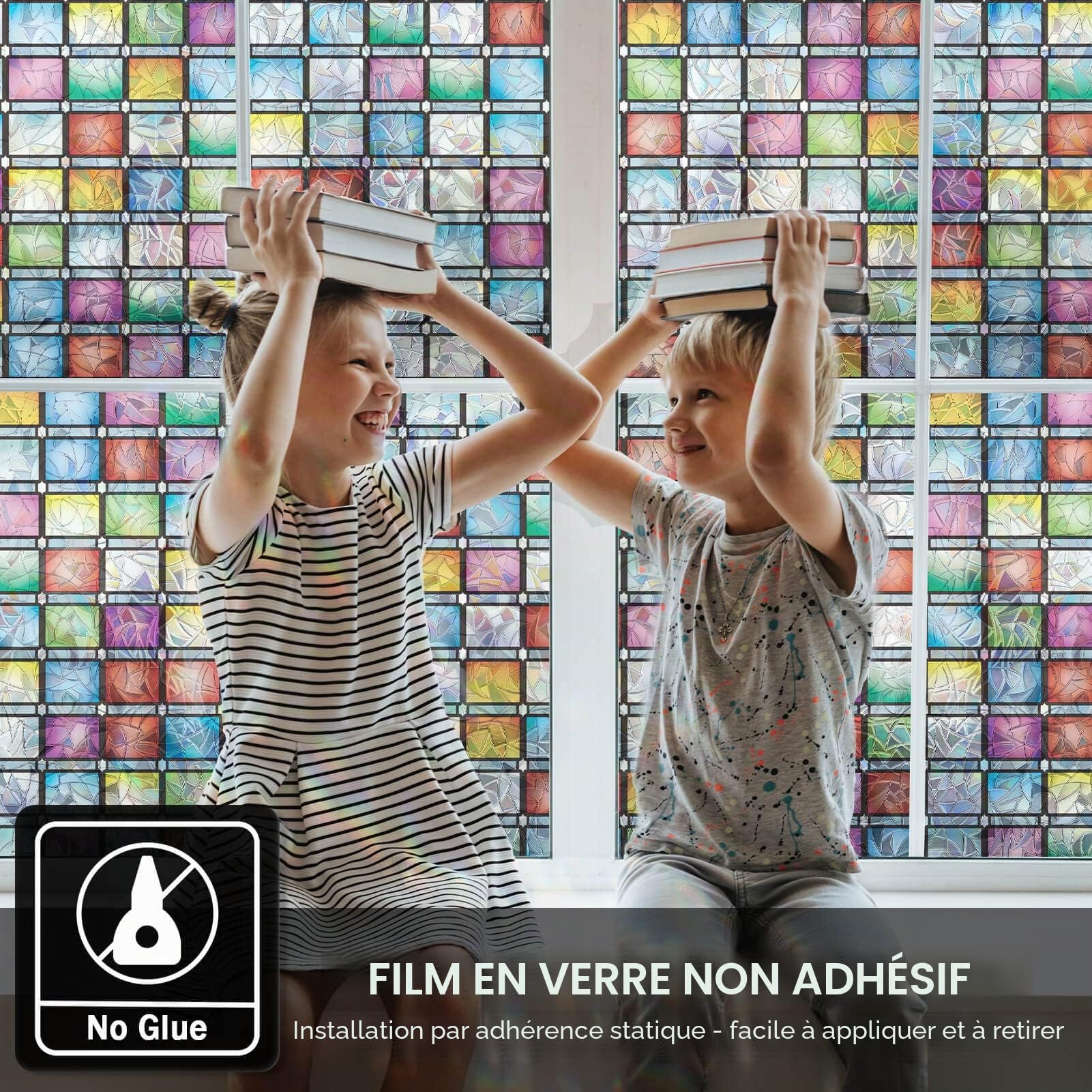 Film Fenêtre Anti Regard en Arc-en-Ciel, Bon Intimité, 90x200cm | Film Fenetre Anti Regard, Film Fenêtre Electrostatique,Anti UV, Film Occultant Fenêtre pour Chambre, Salon, Cuisine