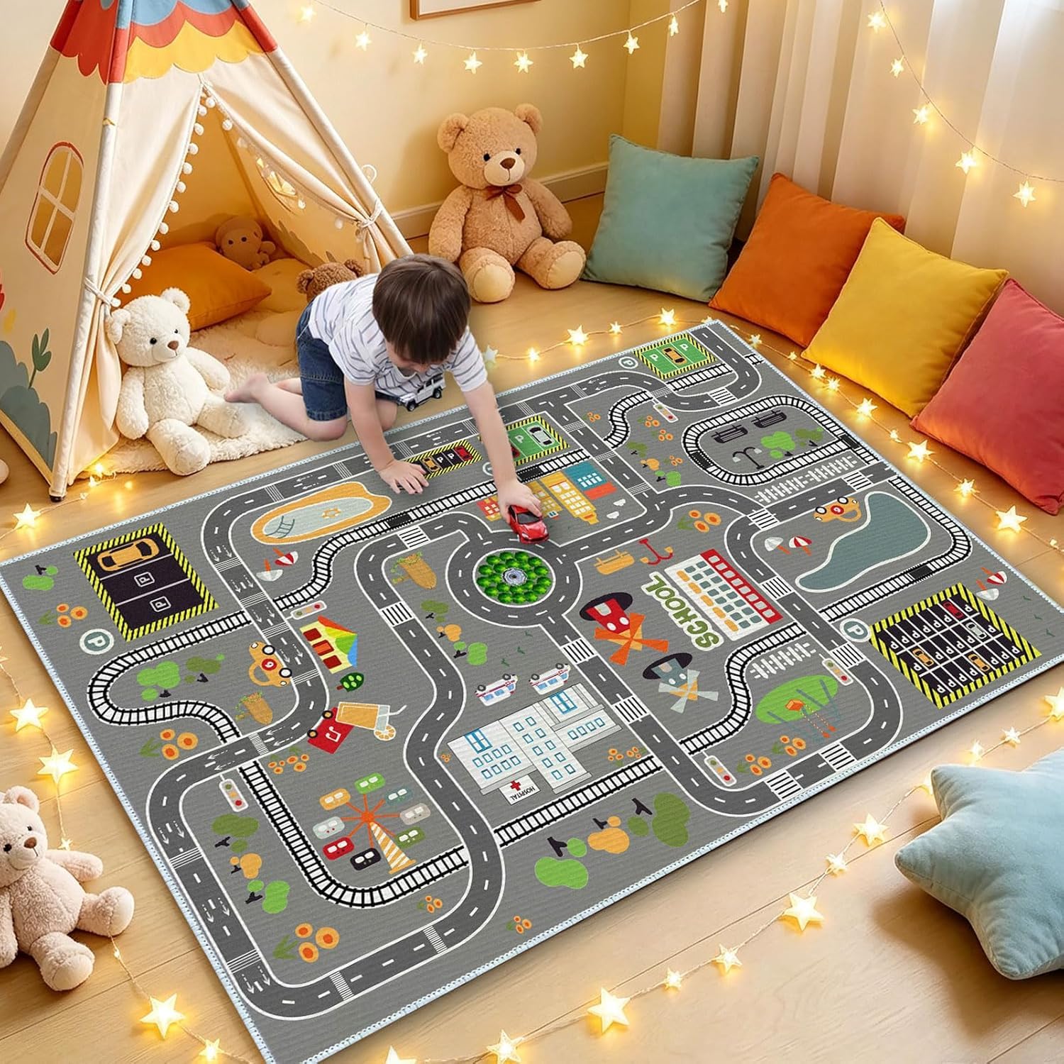 Amazon.co.jp: カーラグ プレイマット ロードラグ、キッズカーペット
