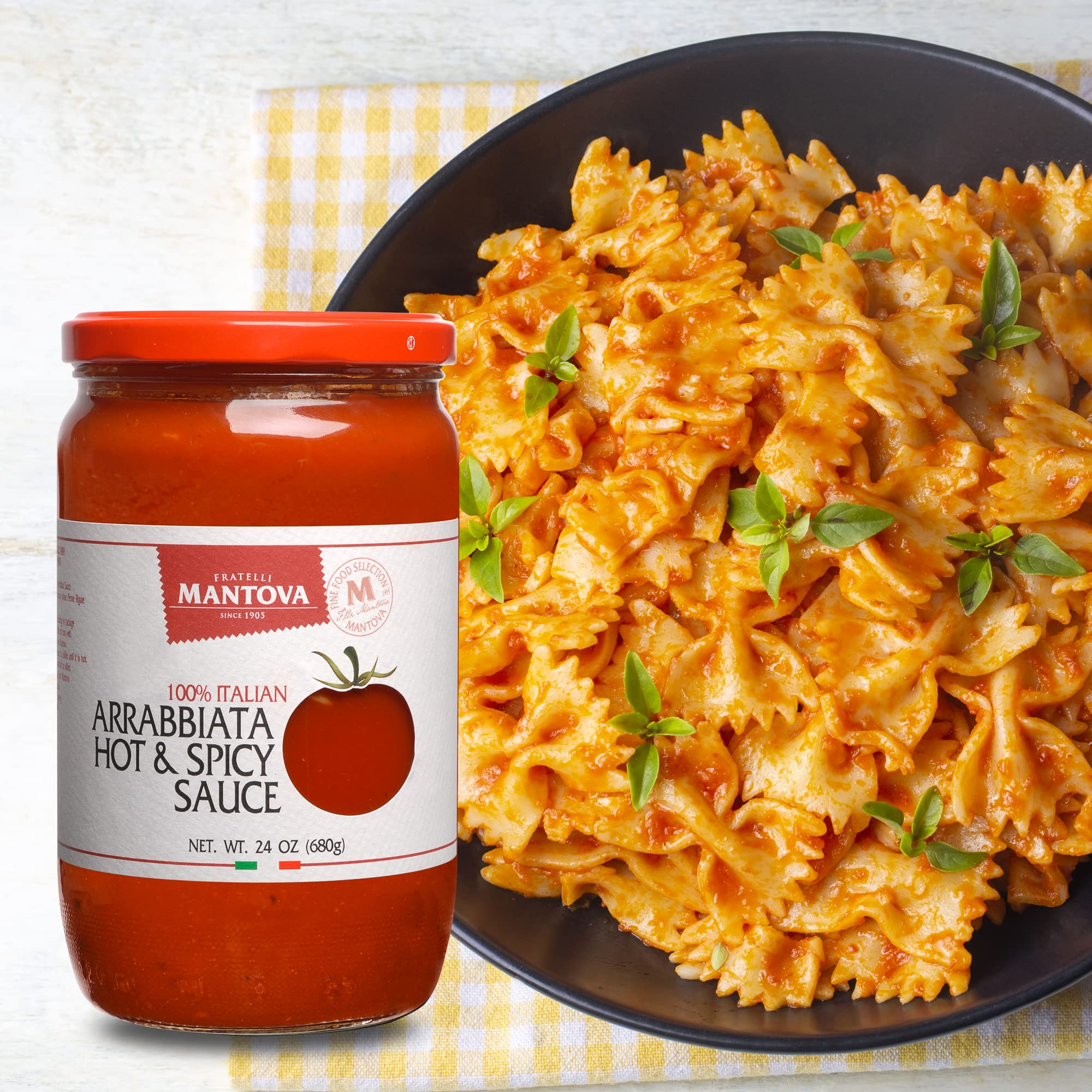 Mantova Arrabbiata Pasta Sauce | Tomato Sauce Made with Fresh & All-Natural Ingredients | Non GMO, Vegan, Gluten Free, Low Carb Pasta Sauce, 24 Fl Oz (Pack of 2) (24 oz, 1)
