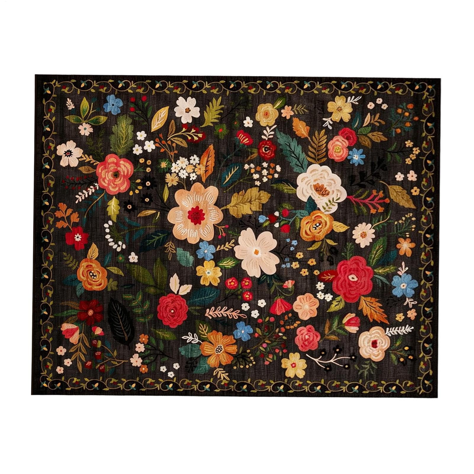 Kwiatowy Dywan 160x200 Cm Wykładzina W Z Motywem Kwiatów