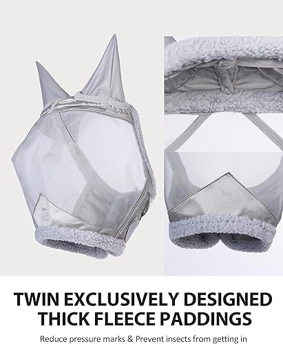 Miniatura 4 de Harrison Howard CareMaster - Máscara para mosca de caballo, malla fina con protección UV con lana extra suave al tacto en la piel, luz de luna,