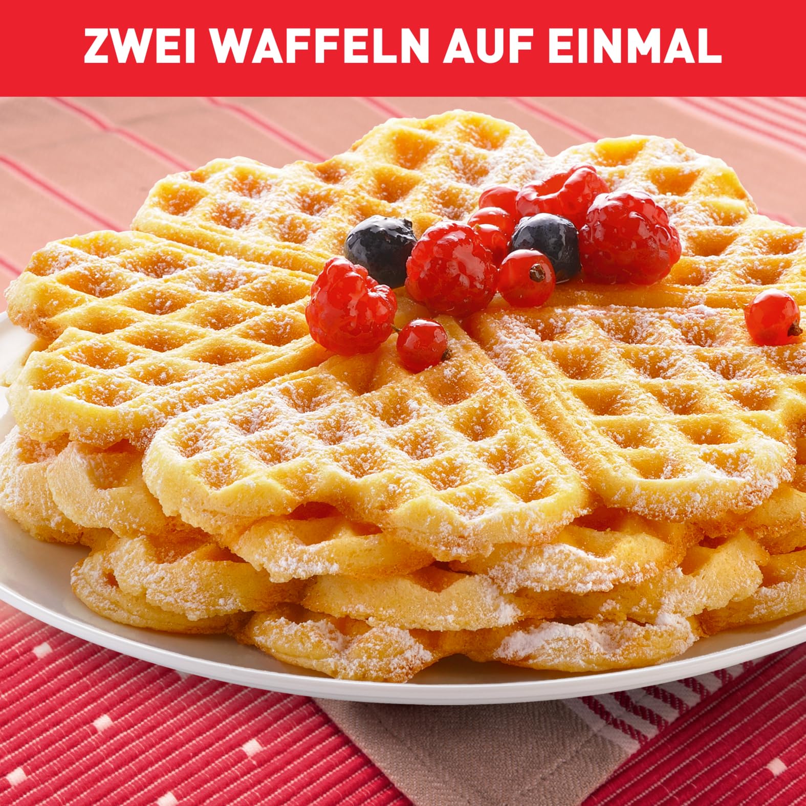Tefal Doppel-Herzwaffeleisen WM311D, Stufenloser Temperaturregler für Bräunung nach Wunsch, Antihaftbeschichtete Platten, Teigauffang-Vorrichtung, 1200W,‎ 37 x 11.4 x 28.5 cm
