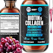 HERBIFY Collagen and Biotin Liquid Drops - Faster Absorption Supplement for Hair Growth and Stronger Nails - Hair Skin and Nails Vitamins for Women and Men - B7 Supplement - Made in USA