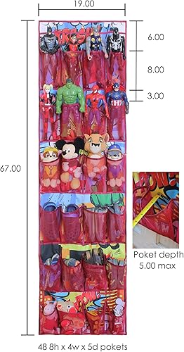 Miniatura 8 de Organizador de superhéroes, organizador de zapatos colgante sobre la puerta (67 x 19 pulgadas)