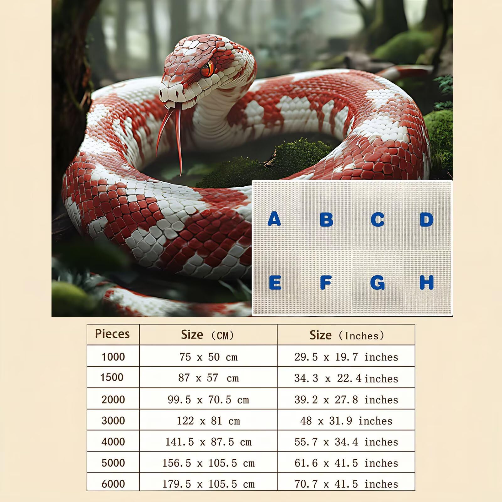 foresta serpente Puzzle 1500 Pezzi per Adulti, Puzzle in Legno - Collezione Classica con Poster Incluso - Sfida di Concentrazione e Passatempo Antistress, Gioco per Famiglia, 87 x 57 cm f0-858