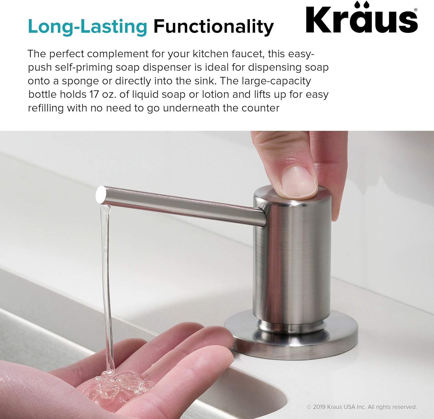 Spot Free Stainless Steel Modern Soap and Lotion Dispenser