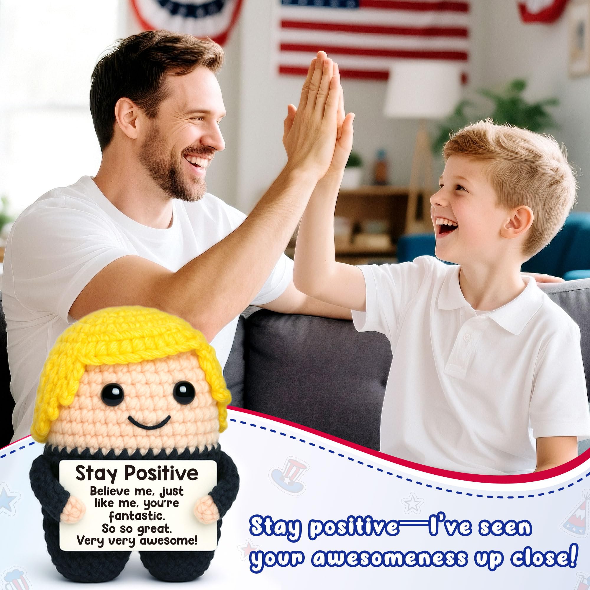 Cadeau Fete des Meres, Tournesol Crochet Pocket Hug, Tournesol Positif de Soutien Émotionnel avec Porte-clés Motivant, Décoration Maison/Bureau Anti-Stress, Cadeau Positif pour Maman Femme Amie