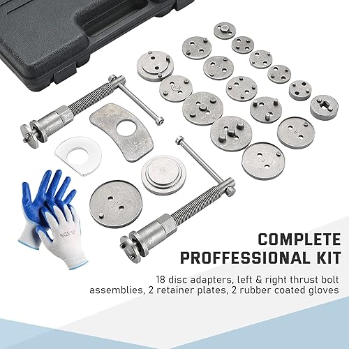 Miniatura 4 de ATPEAM Juego de herramientas de pinza de freno de disco resistente de 24 piezas y kit de respaldo de viento para reemplazo de pastillas de freno