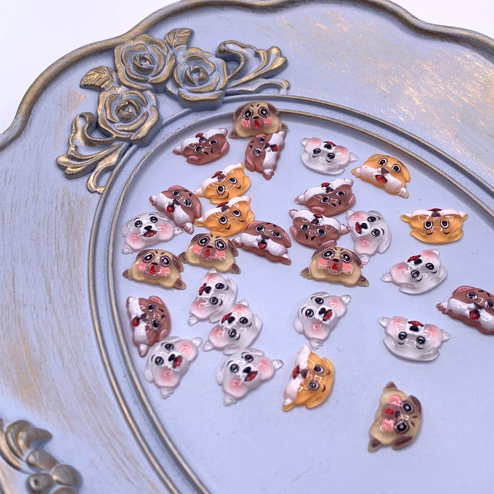 Amazon.co.jp: ファイニエ ネイルパーツ 犬 動物 8mm 顔 混色