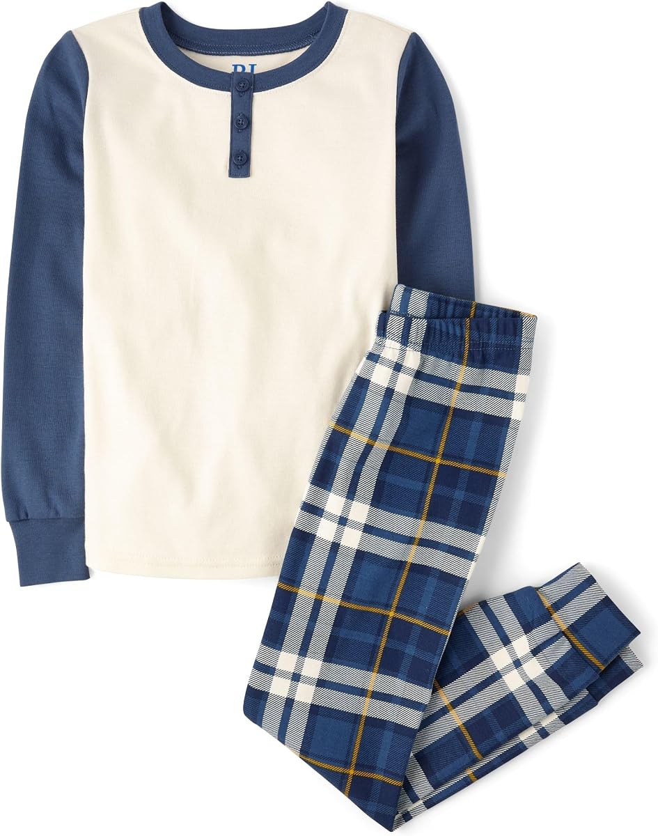 Conjunto de pijama de 2 piezas con camiseta y pantalones de manga larga, 100% algodón para niño