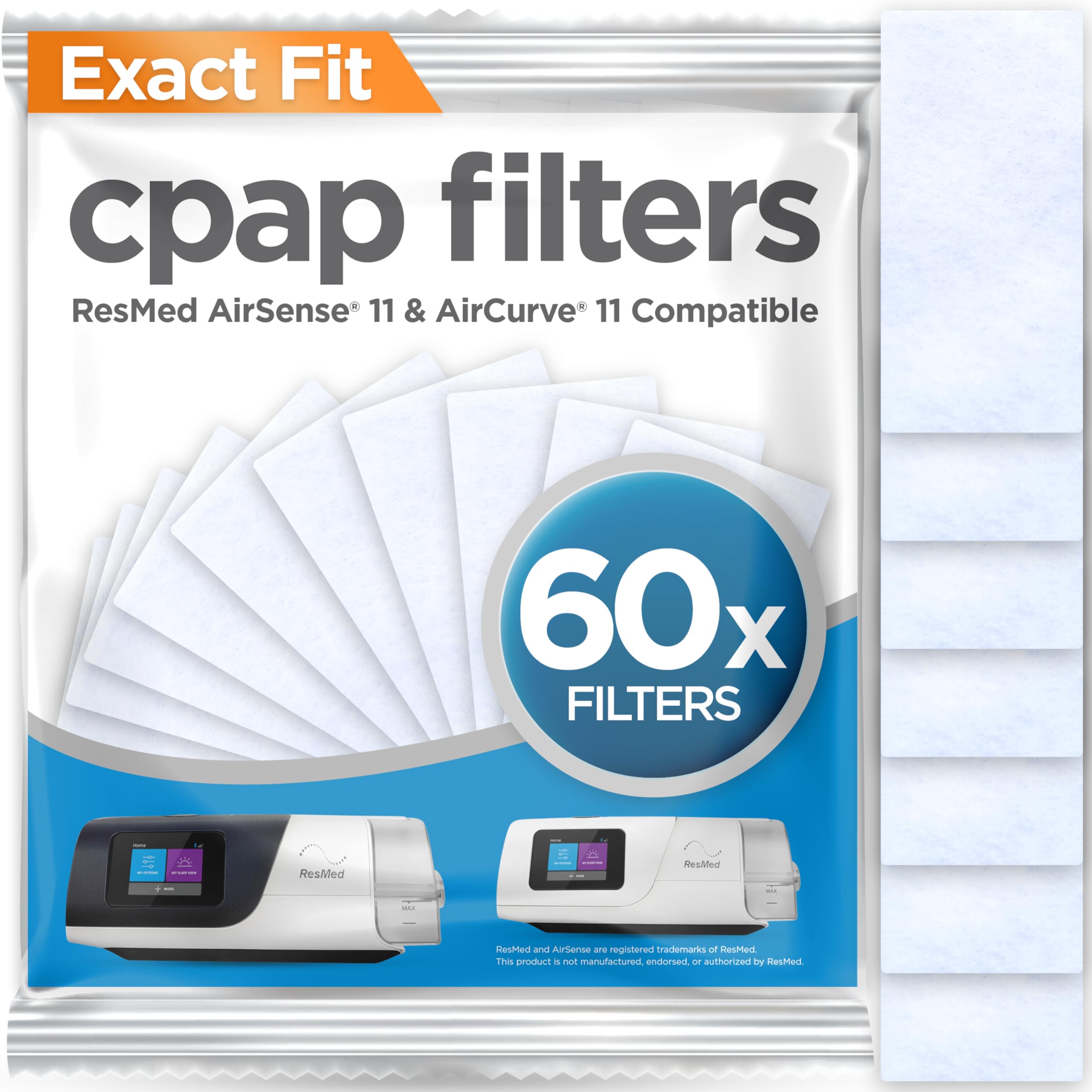 RespLabs Medical Inc. CPAP Filters - Compatible with The ResMed AirSense 11 Machine - 60 Filter Pack