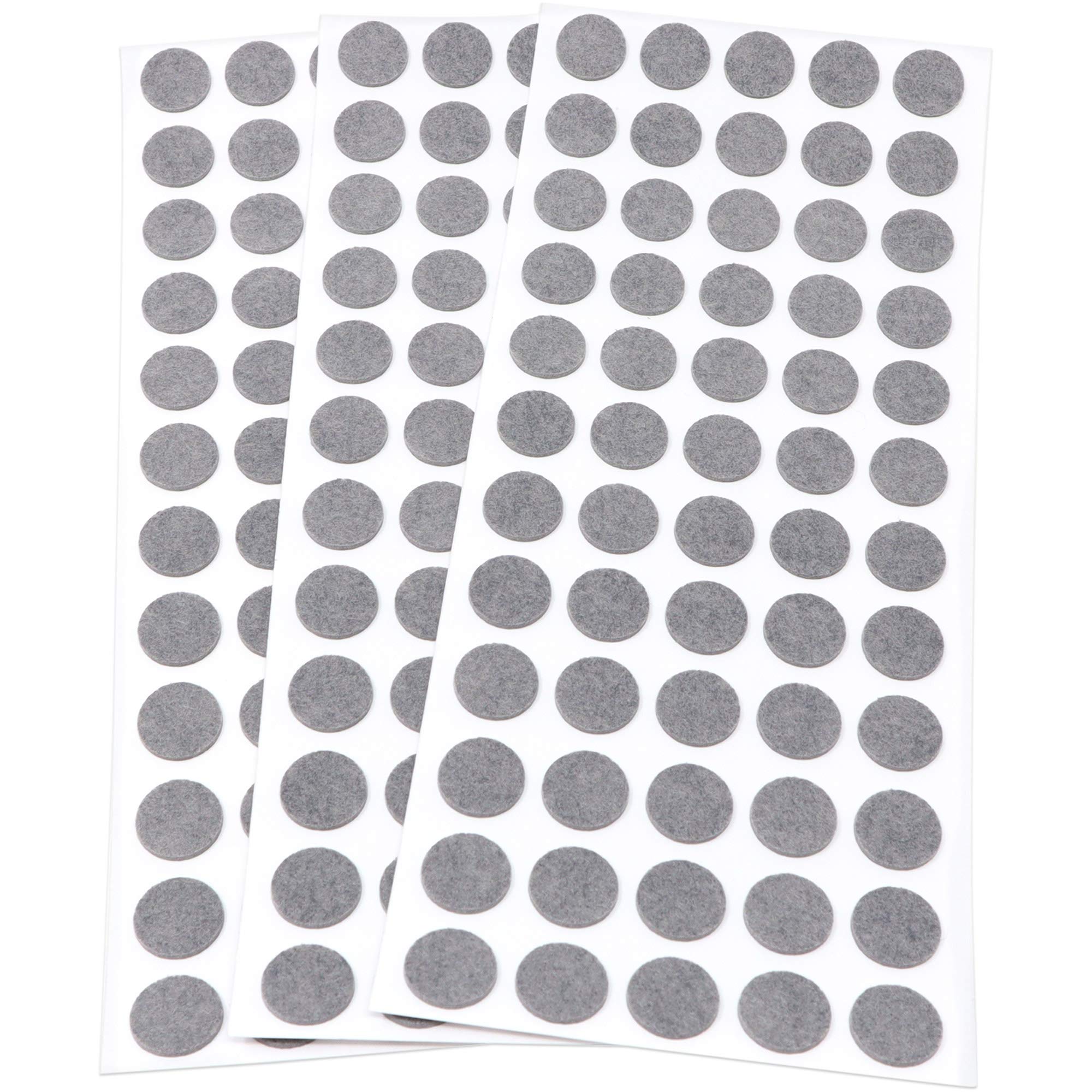 Adsamm® / 180 x self-stick felt pads / Ø 0.55'' (Ø 14 mm) / grey / round / self-adhesive furniture glides with felt thickness of 0.059'' / 1.5 mm