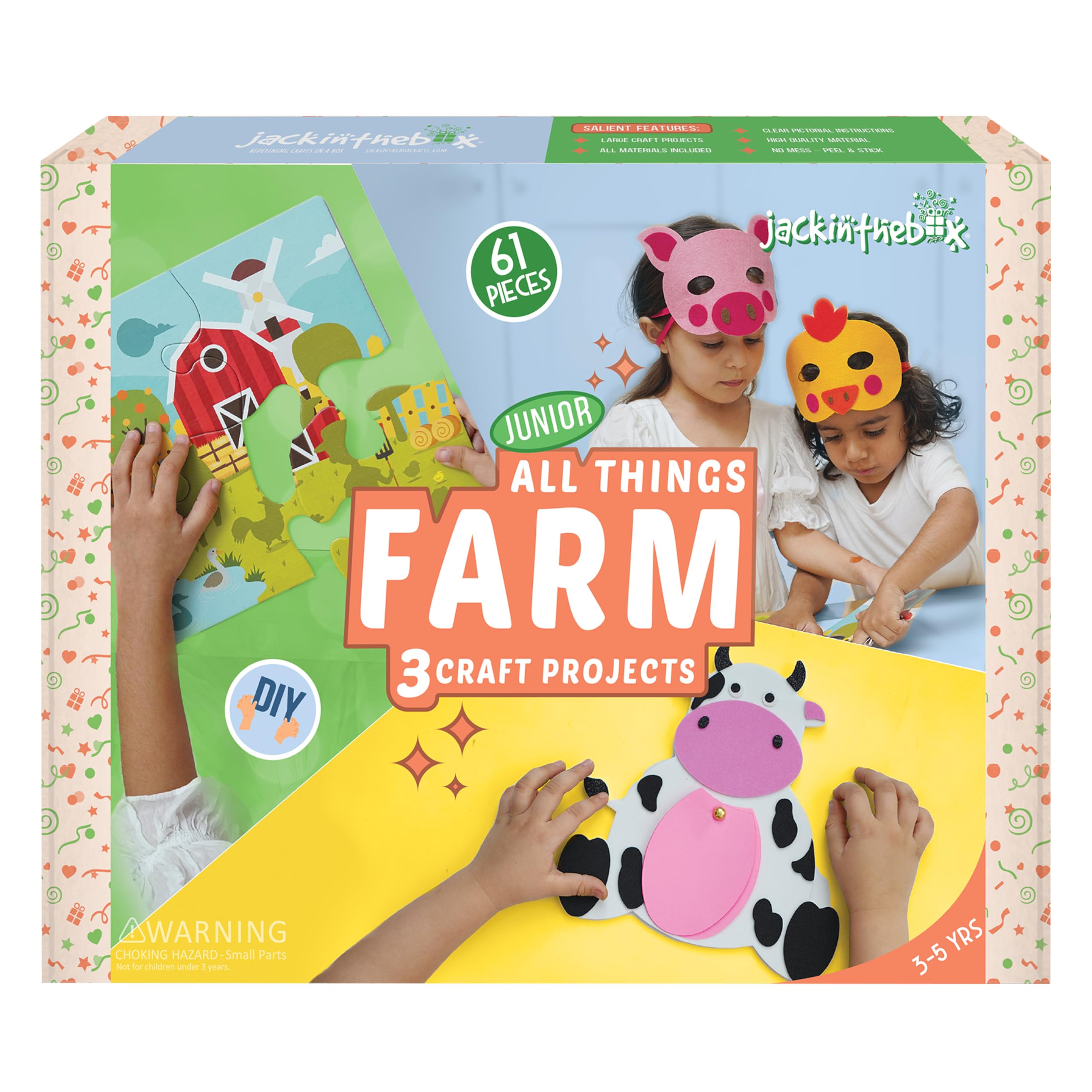 jackinthebox Farm Craft kit for 3 to 5 Year olds, 3 Craft Projects - Pretend Play Animal Masks, Farm Puzzle with Stickers, DIY Cow Notepad, Great Gift for Boys and Girls Ages 3 4 5 Years.. (B0917NWTKZ) Amazon Price History, Amazon Price Tracker