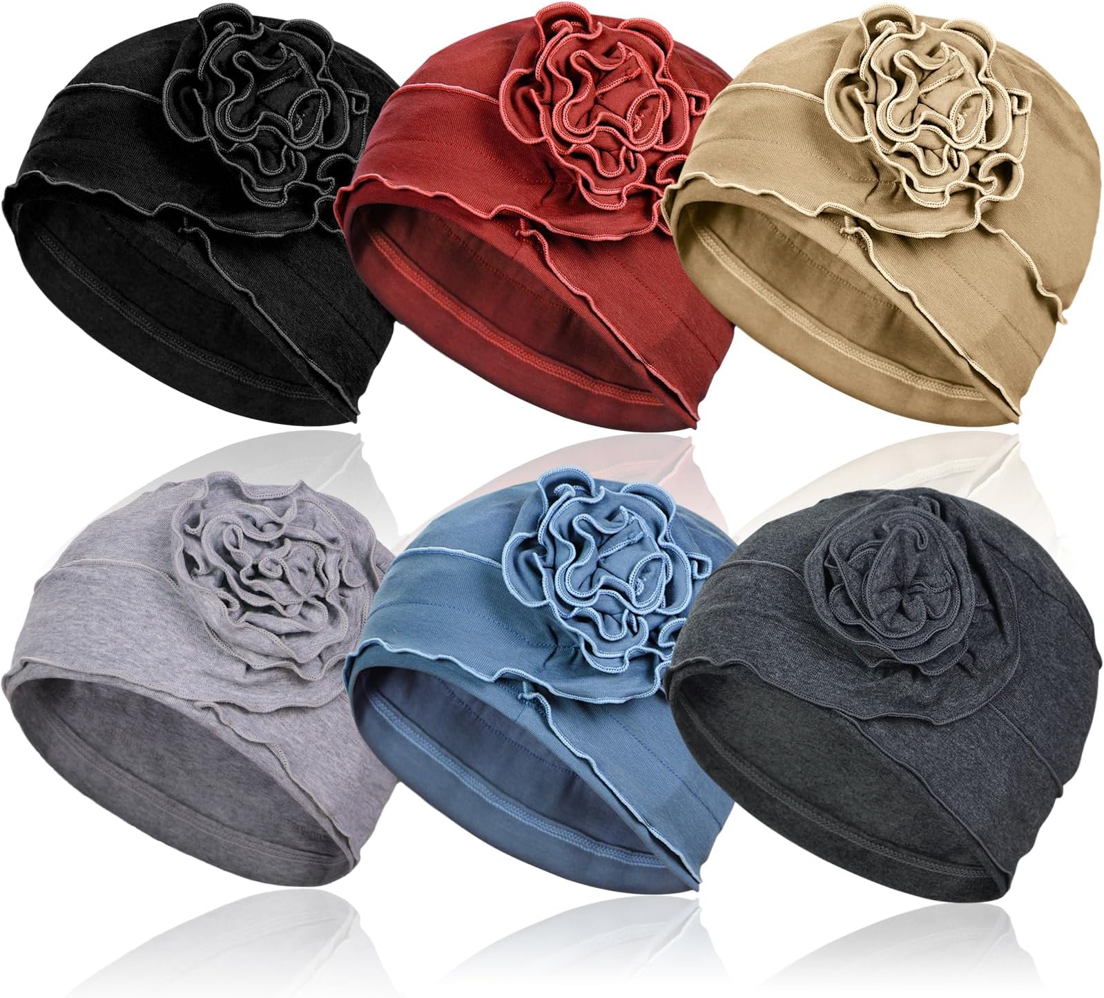 6 Pieces Cotton Chemo Turban Headwear, Soft Cancer Headwear Elastic Chemo Hats for Women with Hair Loss