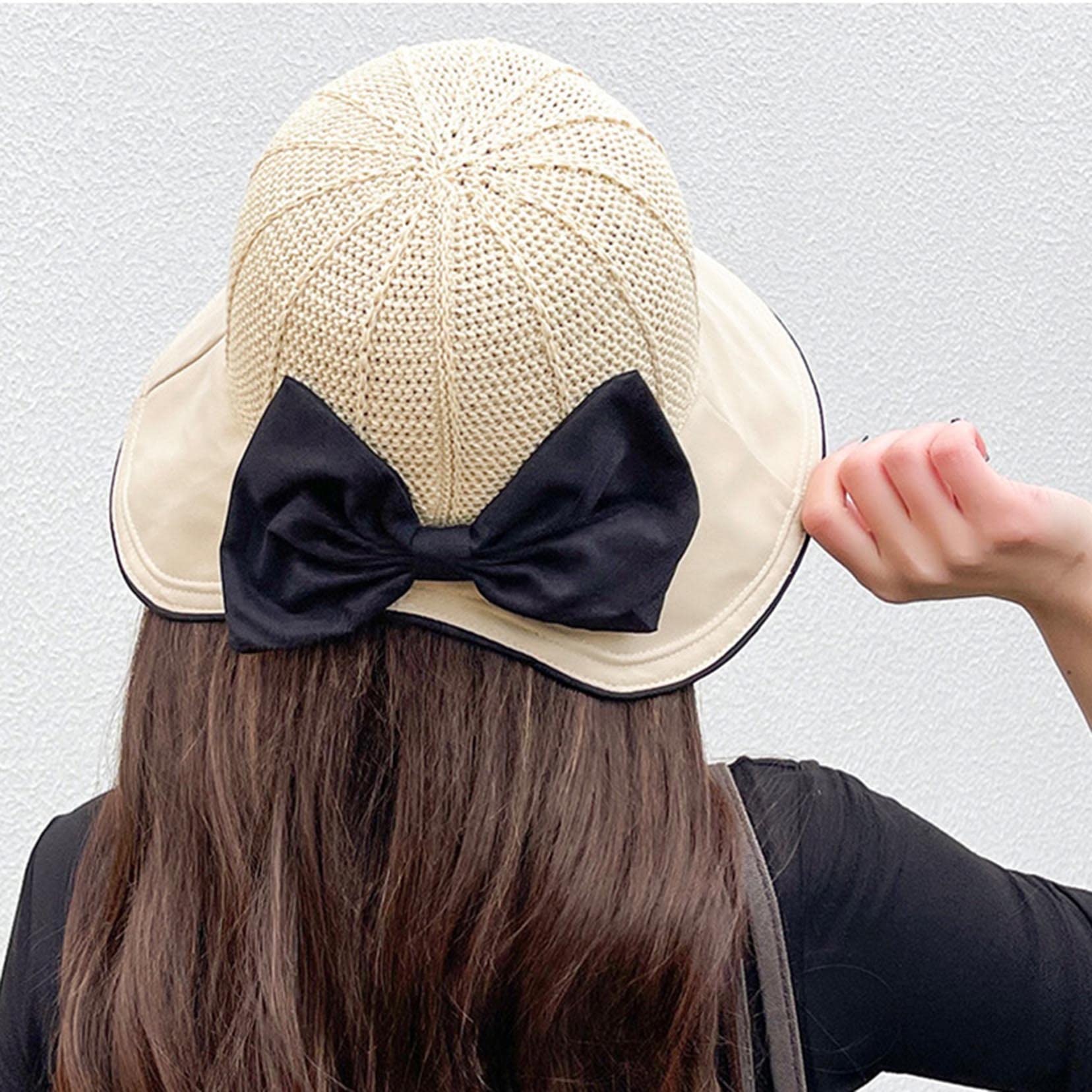 Damski kapelusz typu floppy Bowknot Wide Rand Sun Protection kapelusz słomkowy lato ochrona przed promieniowaniem UV czapka plażowa