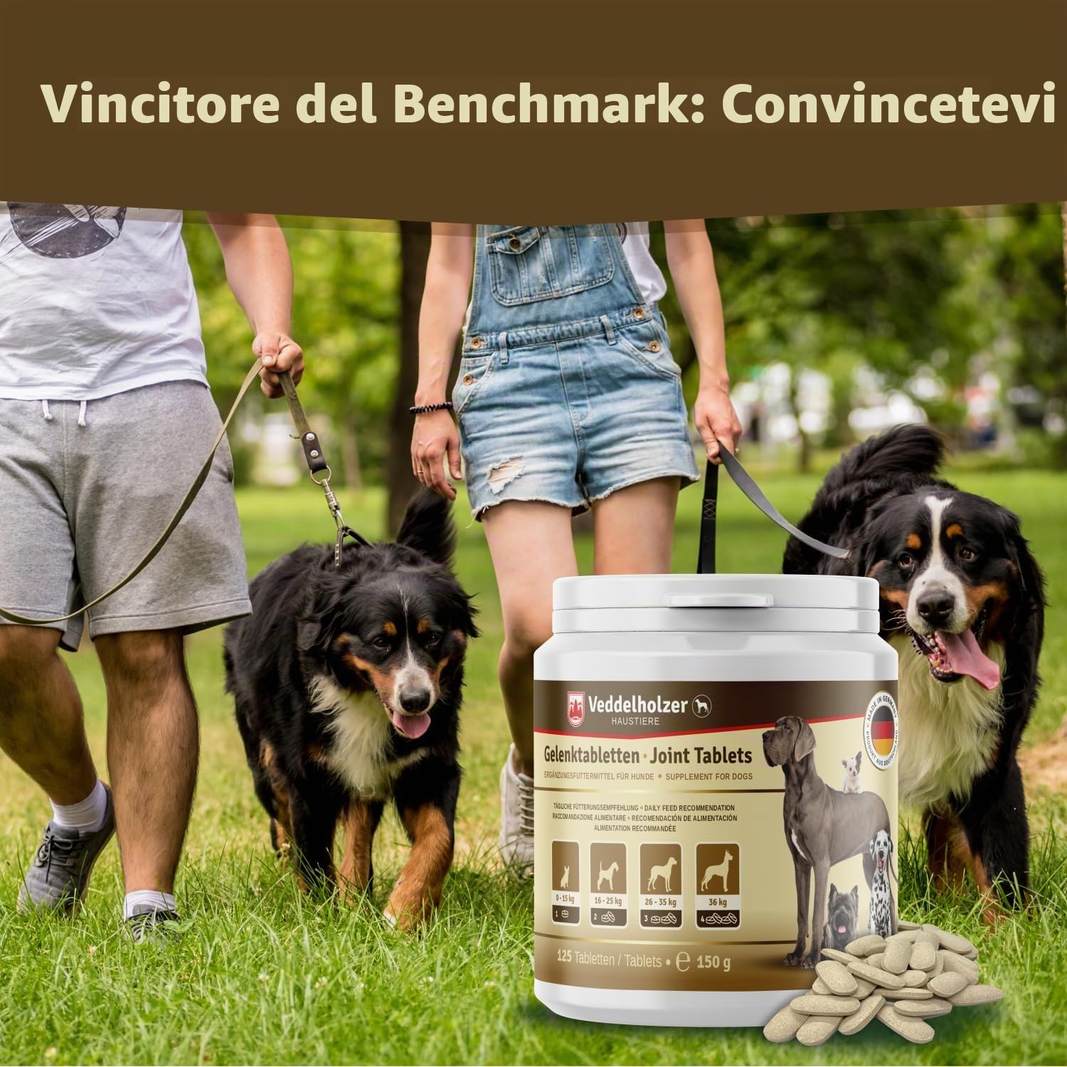 Veddelholzer VINCITORE CERTIFICATO 2024 Compresse per le articolazioni dei cani integratori per cani con cozza dalle labbra verdi MSM e artiglio del diavolo Glucosamina e collagene