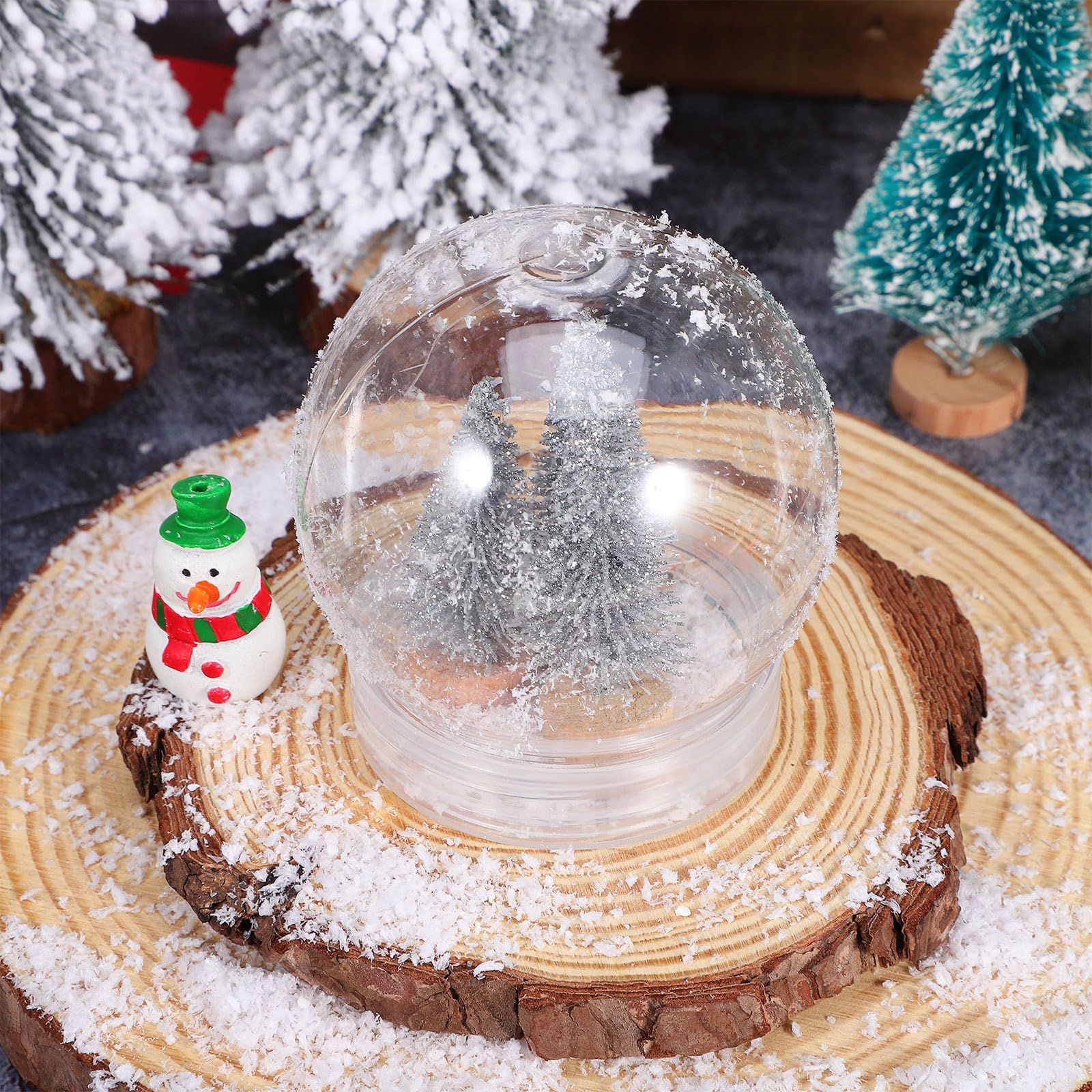 BESTOYARD 15 globos de nieve de plástico transparente vacíos con tapa de rosca para manualidades y personalización, decoración navideña del hogar de 4 pulgadas