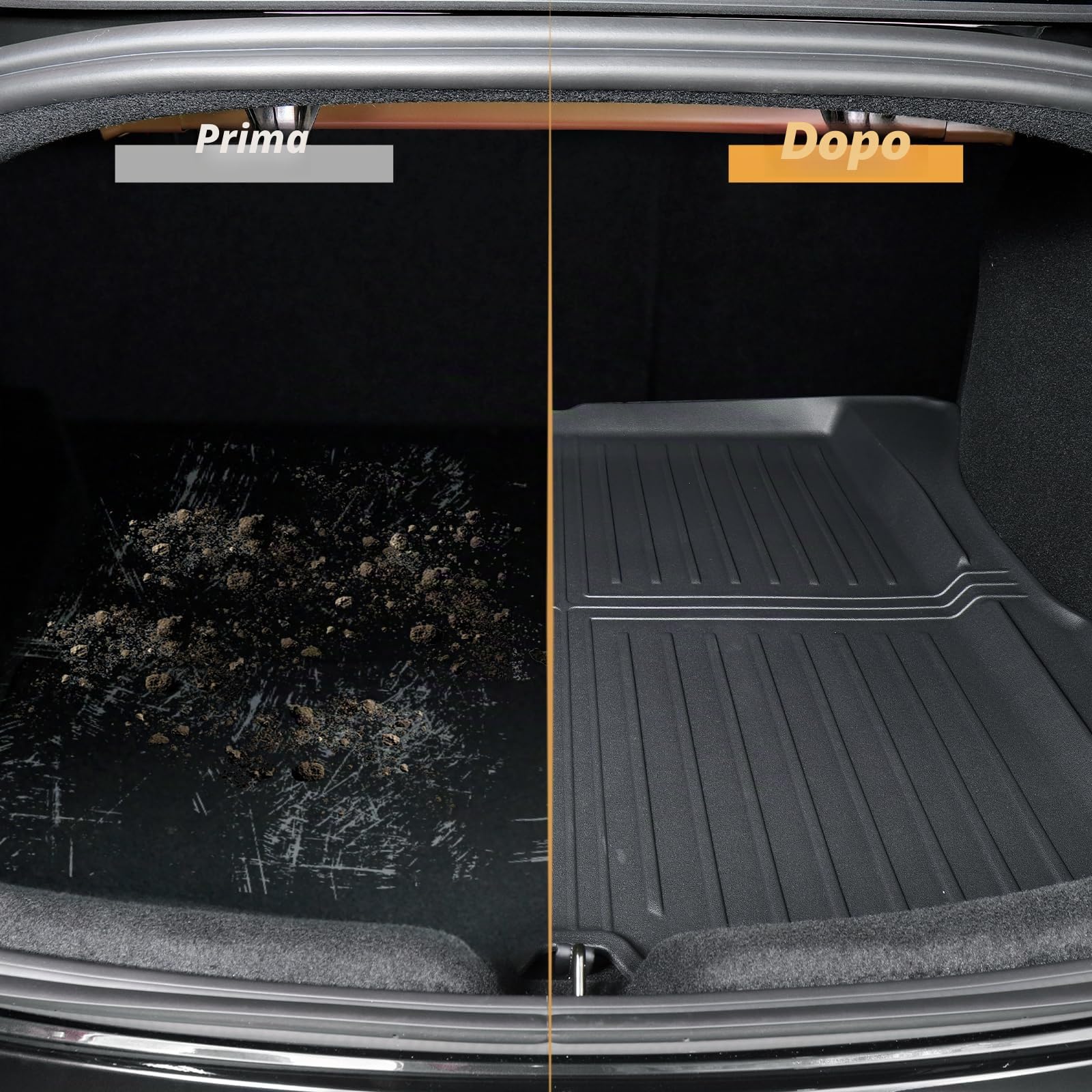 ECOZEN Vasca Baule per Tesla Model 3 2024 2026 3D Specifica In TPE Proteggi Bagagliaio auto, Model 3 Tappetino del bagagliaio, con bordino rialzato, resistente impermeabile per tutte le stagioni