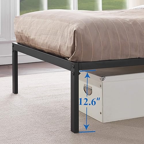 Miniatura 68 de VECELO - Base de cama metálica, no necesita somier, base de colchón, soporte de listones de acero, color negro, tamaño king